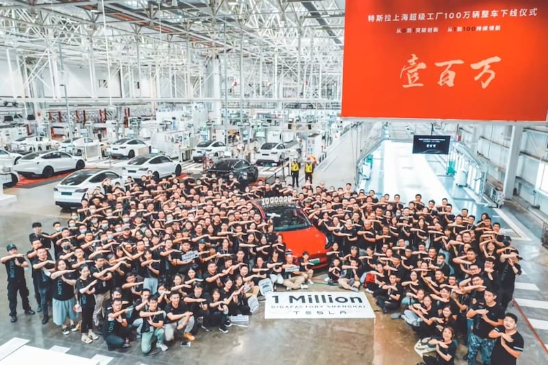 Miljoenste Chinese Tesla gebouwd