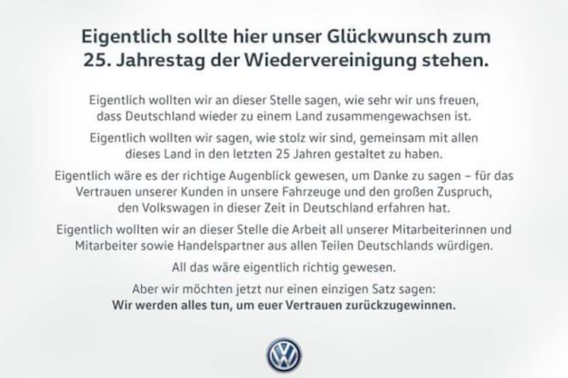 Volkswagen zegt sorry 