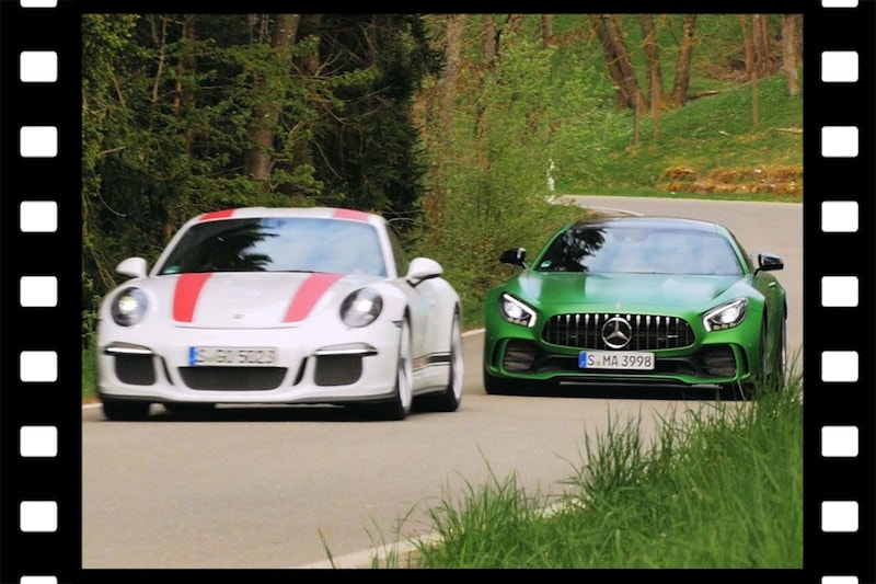 Videoflashback: Mercedes AMG GTR vs. Porsche 911 R - Dubbeltest