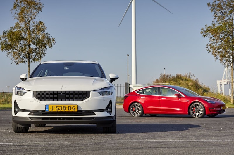 EV elektrische auto multitest Polestar Tesla