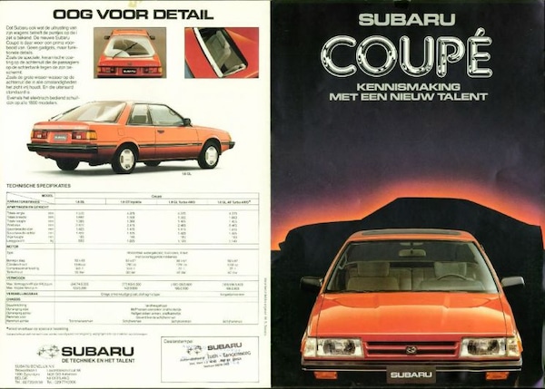 Subaru Coupe Gl,gt Injektie,gl Turbo 4wd,gl At 4wd