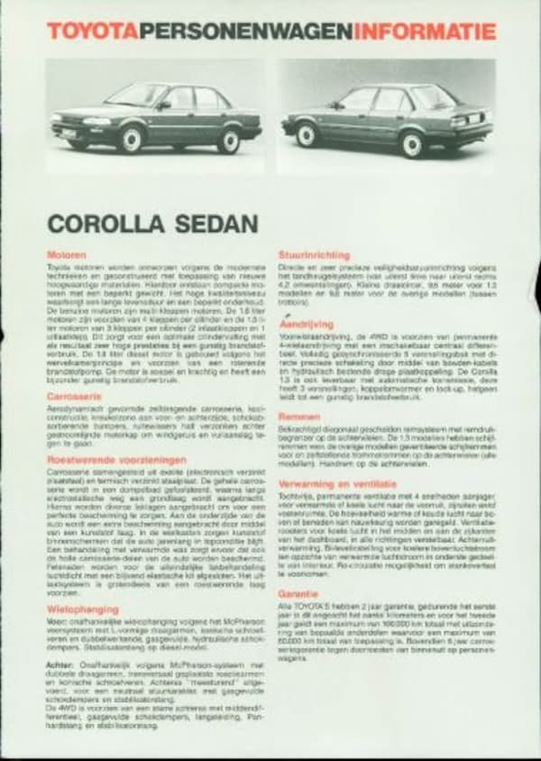 Toyota Corolla Sedan,1.3xl,1.6xl,1.8xl Diesel, Aut