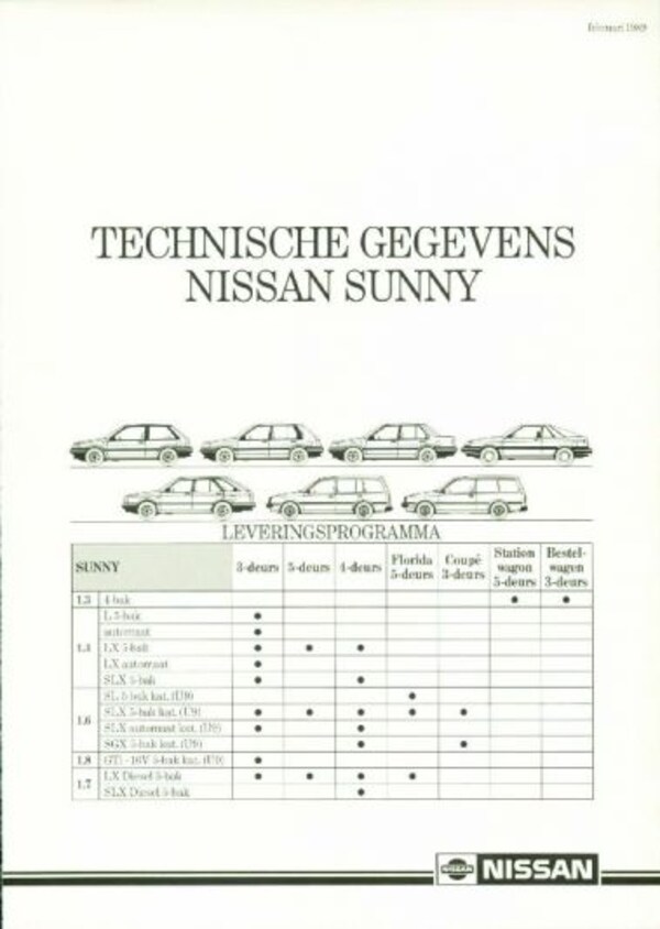 Nissan Sunny Florida,coupe,stationwagon,bestelwage