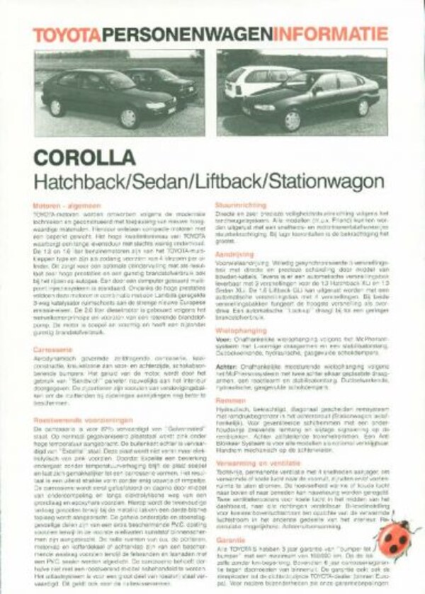 Toyota Corolla Hatchback,sedan,liftback,stationwag