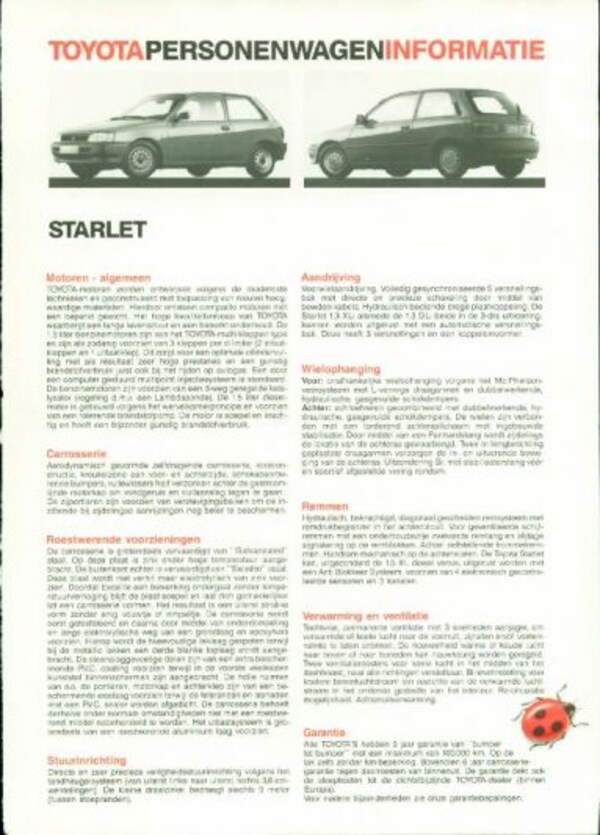 Toyota Starlet Xl,gl,s1.3,1.5,automaat