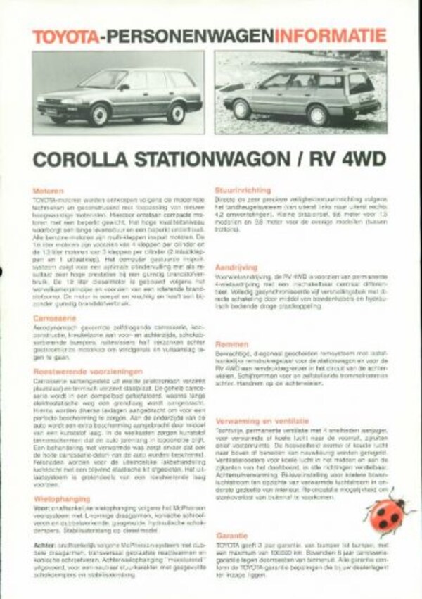 Toyota Corolla Stationwagen,rv 4wd,1.3,1.6,1.8,xli